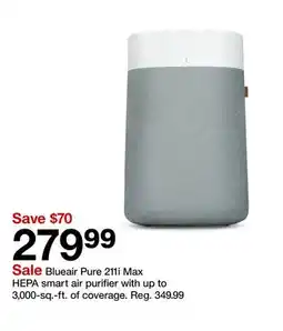 Target Blueair Pure 211i Max HEPA smart air purifier with up to 3,000-sq.-ft. of coverage offer