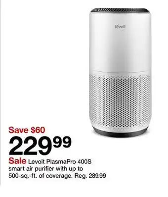 Target Levoit PlasmaPro 400S smart air purifier with up to 500-sq.-ft. of coverage offer