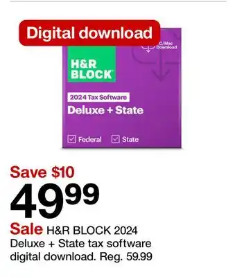 Target H&R BLOCK 2024 Deluxe + State tax software digital download offer