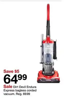 Target Dirt Devil Endura Express bagless corded vacuum offer