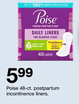 Target Poise 48-ct. postpartum incontinence liners offer