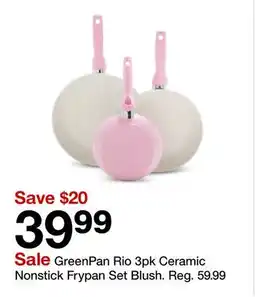 Target GreenPan Rio 3pk Ceramic Nonstick Frypan Set Blush offer