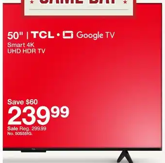 Target 50 Smart 4K UHD HDR TV offer