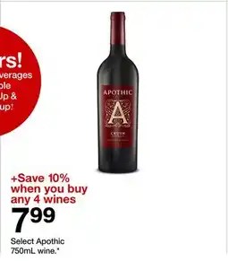 Target Select Apothic 750mL wine offer