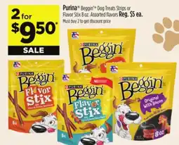 Dollar General Purina Beggin' Dog Treats Strips or Flavor Stix offer