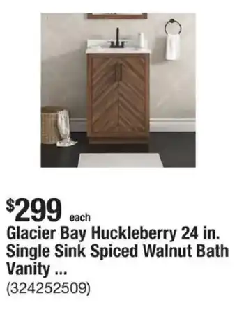 The Home Depot Glacier Bay Huckleberry 24 in. Single Sink Spiced Walnut Bath Vanity ... offer