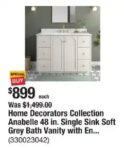 The Home Depot Home Decorators Collection Anabelle 48 in. Single Sink Soft Grey Bath Vanity with En... offer