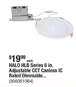 The Home Depot HALO HLB Series 6 in. Adjustable CCT Canless IC Rated Dimmable... offer