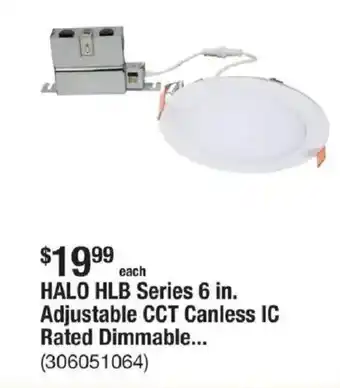 The Home Depot HALO HLB Series 6 in. Adjustable CCT Canless IC Rated Dimmable... offer