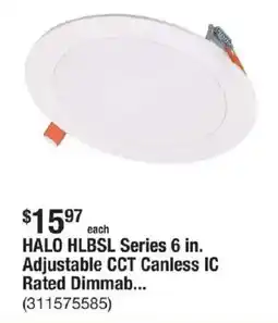 The Home Depot HALO HLBSL Series 6 in. Adjustable CCT Canless IC Rated Dimmab... offer