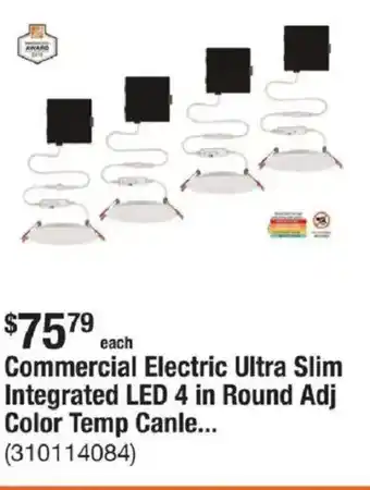 The Home Depot Commercial Electric Ultra Slim Integrated LED 4 in Round Adj Color Temp Canle... offer