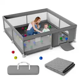 Walmart TEAYINGDE Baby Playpen Large Play Yard Fence With Mat for Toddlers, 50x50 Gray offer