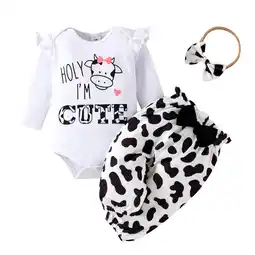 Walmart PatPat Newborn Baby Girl Clothes Long Sleeve Romper Bodysuit and Pants Outfit Set, 3-6 Months offer