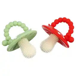 Walmart RaZbaby Chompy Teether Toy (2-Pack), BPA-Free Silicone, Soothes Sore Gums - For Baby 3m+ Red/Green offer