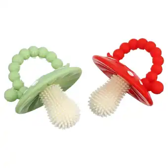 Walmart RaZbaby Chompy Teether Toy (2-Pack), BPA-Free Silicone, Soothes Sore Gums - For Baby 3m+ Red/Green offer