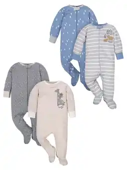 Walmart Wonder Nation Unisex Baby Zip Front Sleep ‘N Play Pajamas, 4-Pack, Sizes NB-9m offer