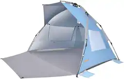 Walmart WEJOY Pop Up Beach Tent Sun Shade Tent with UV Protection Extended Porch 3 Mesh Windows Blue offer