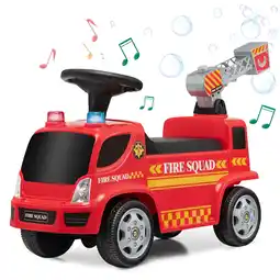 Walmart Costway Kids Ride On Fire Truck Foot-to-Floor Sliding Push Car w/ Music & Bubble Maker offer