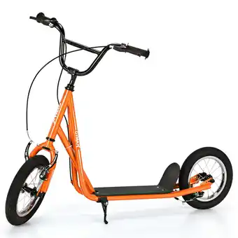 Walmart Gymax Kick Scooter Carbon Steel Frame W/12'' Air Filled Wheel Youth Kids Orange offer