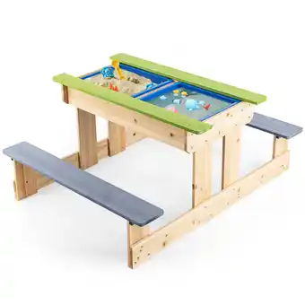 Walmart Gymax 3-in-1 Kids Picnic Table Outdoor Wooden Water Sand Table w/ Play Boxes offer