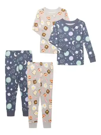 Walmart Wonder Nation Toddler Long Sleeve Tight Fit Cotton Pajama Set, 4-Piece, Sizes 12M-5T offer