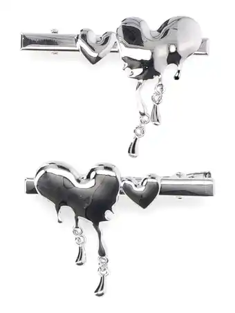 Walmart No Boundaries Women's Metal Melting Heart Hair Clips 2-Pack, Silver offer