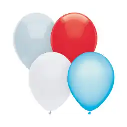 Walmart Way to Celebrate 9 Latex Balloons in Assorted Blues, White, and Red, 20 Count, For All Ages offer