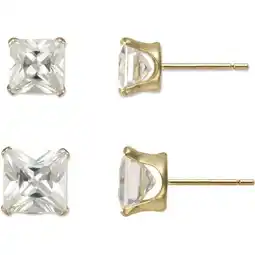 Walmart Brilliance Fine Jewelry Square CZ 10kt Yellow Gold Stud Earrings Set, 5mm/6mm offer