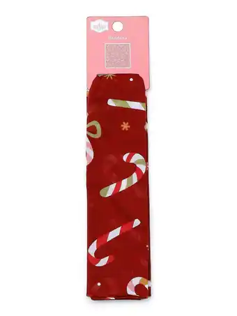 Walmart Way to Celebrate Women's Holiday Candy Cane Print Bandana, Red Multi offer