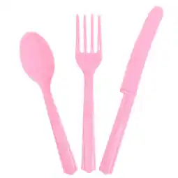 Walmart Way to Celebrate! Light Pink Plastic Cutlery Set for 8, 24pcs offer