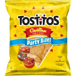 Walmart Tostitos Cantina Thin and Crispy Tortilla Chips, Party Size, 15 oz Bag offer