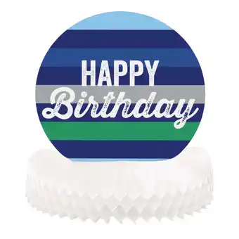 Walmart Way to Celebrate! Green & Blue Stripes Birthday Centerpiece, 6in offer