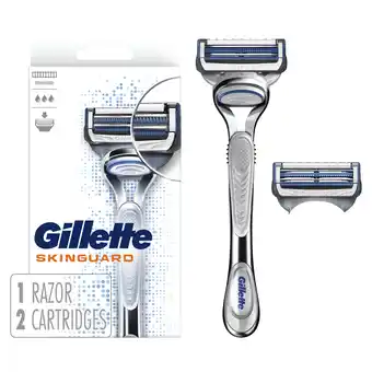 Walmart Gillette SkinGuard Men's Razor Handle and 2 Blade Refills, Silver offer