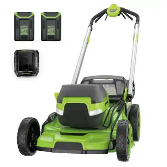 Walmart Greenworks 60V 21 Self-Propelled Lawn Mower with (2) 5.0 Ah Batteries & Rapid Charger 2546202 offer