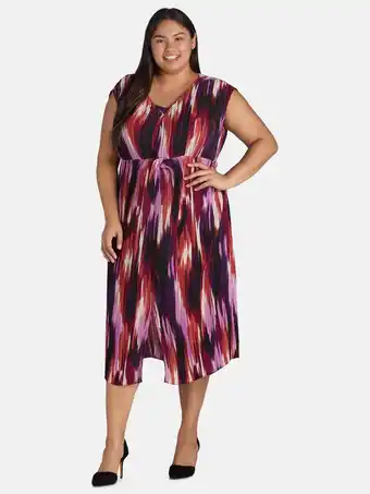 Walmart Terra & Sky Black Label Women's Plus Size Plisse Midi Dress, 0X-5X offer