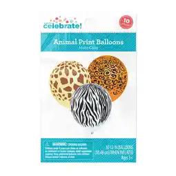 Walmart Way to Celebrate! 10ct Party Favors 12 Animal Printed Latex Balloons-Ivory/ Orange/ White offer