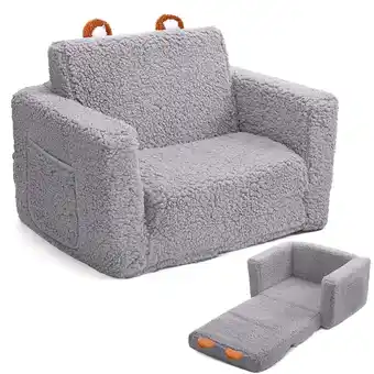 Walmart Rupoun Kids Couch Toddler Sofa Chair Convertible Sofa ,Foldable Baby Bed for Girls and Boys, Gray offer