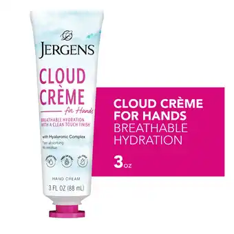 Walmart Jergens Cloud Creme with Hyaluronic Complex, Non-Greasy Breathable Hand Cream, 3 fl oz offer