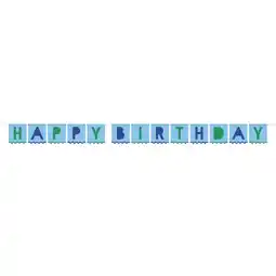 Walmart Way to Celebrate! Wavy Blue & Green Birthday Pennant Banner, 8ft offer