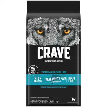 Walmart CRAVE Grain Free Adult Dry Dog Food with Protein from White Fish & Salmon, 4 lb. Bag offer