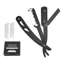 Walmart yotijay Professional Stainless Steel Barber Straight Edge with 100Piece Black offer