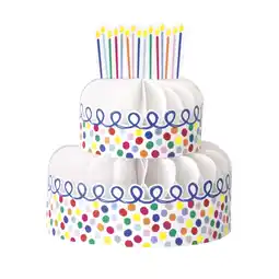 Walmart Way to Celebrate! Squiggles & Dots Cake Shaped Birthday Centerpiece, 8in offer