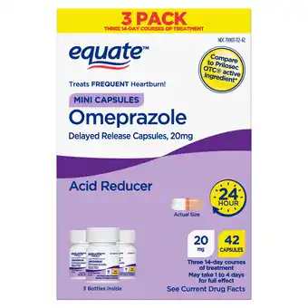 Walmart Equate Omeprazole Delayed Release Mini Capsules 20 mg, Frequent Heartburn Medicine, 42 Count offer