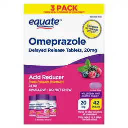 Walmart Equate Omeprazole Delayed Release Coated Tablets 20 mg, Wildberry Mint, 14 Count, 3 Pack offer