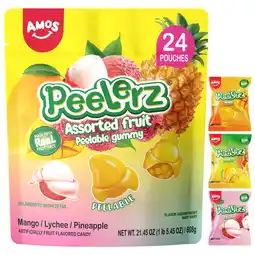 Walmart Amos Peelerz Gummy Candy Variety Pack with Mango, Lychee, Pineapple, 24 Shareable Packs - 21.45oz offer