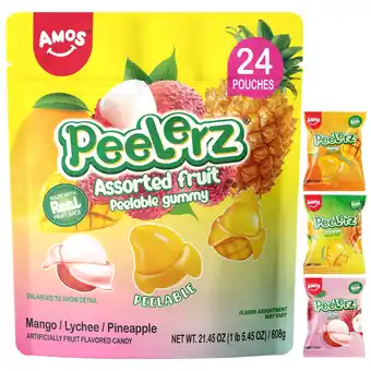 Walmart Amos Peelerz Gummy Candy Variety Pack with Mango, Lychee, Pineapple, 24 Shareable Packs - 21.45oz offer