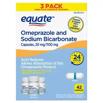 Walmart Equate Omeprazole and Sodium Bicarbonate Capsules, 20 mg/1100 mg, Acid Reducer, 42 Count offer