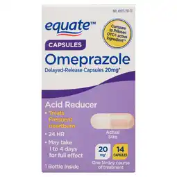 Walmart Equate Omeprazole Delayed-Release Acid Reducer Capsules 20mg, 14 Count offer