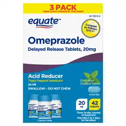 Walmart Equate Omeprazole Delayed Release Coated Tablets 20 mg, Cool Mint, 42 Count offer