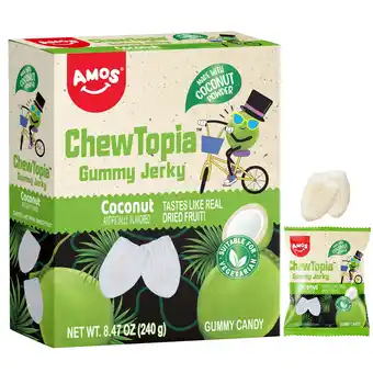 Walmart Amos Coconut Gummy Jerky ChewTopia Vegan Chewy Fruit Snack, Tastes Like Real Dried Fruit, 8.47oz offer